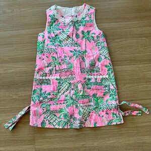 Lilly Pulitzer Tropical Print Pink and Green Dress 7Y